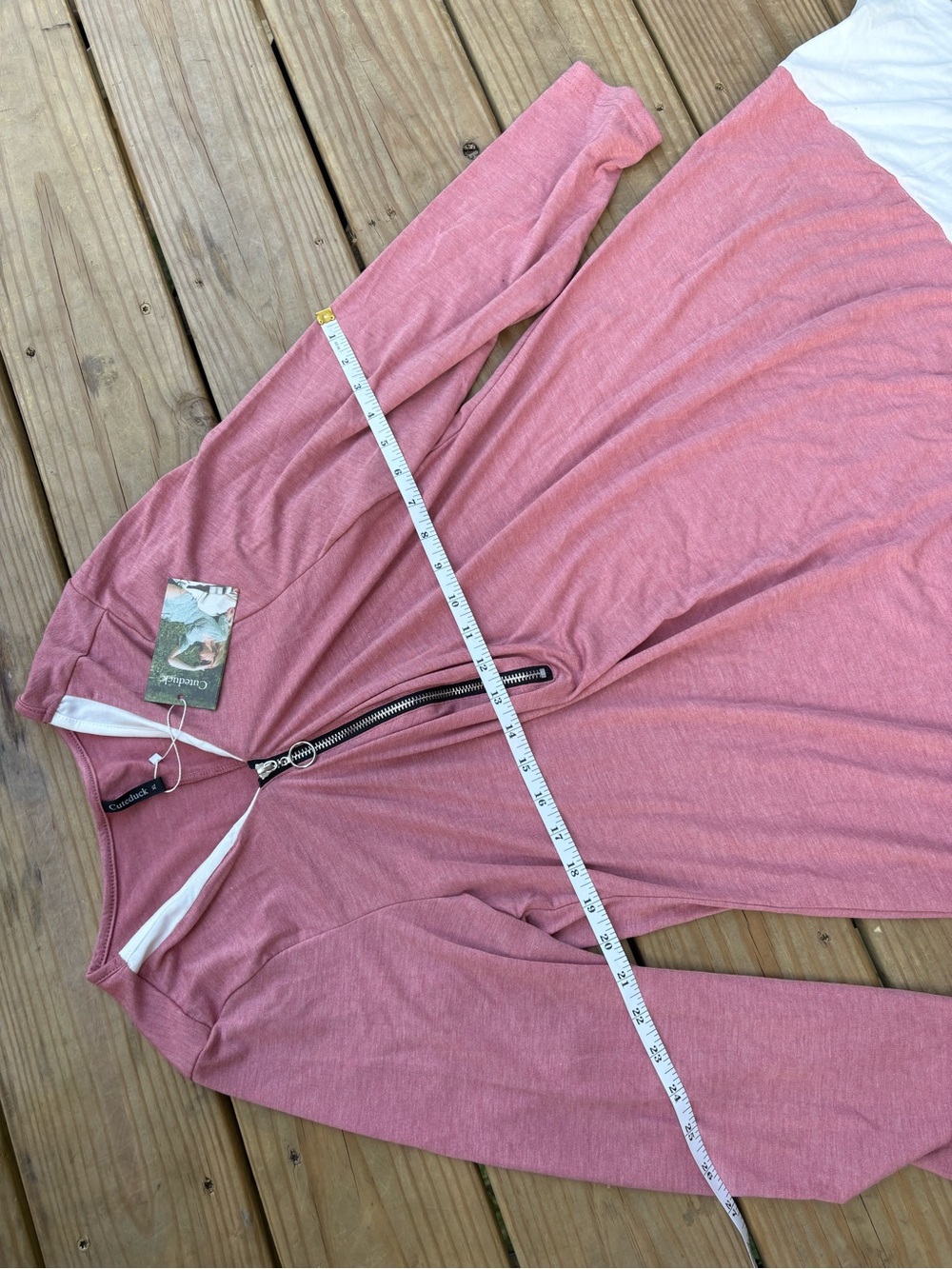 Women's Pink and White Long SleeveWomen's Pink and White Long Sleeve Tunic Dress - Picture 4 of 5